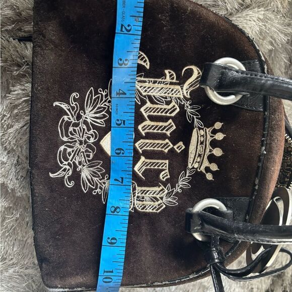 JUICY COUTURE handbag Vintage Brown Suede Velvet Bowling Bag purse logo y2k - Picture 8 of 8